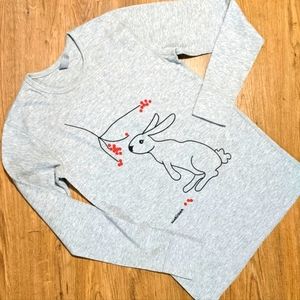 Marushka Rabbit and Winter Berries Thermal Long Sleeve Tshirt Top. Sz sm Bunny